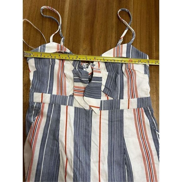 Forever 21 Striped Tie Front Women’s Cropped Wide Leg Romper/Jumpsuit - Picture 8 of 12